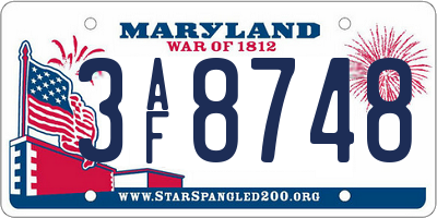 MD license plate 3AF8748