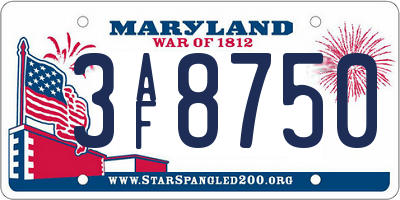 MD license plate 3AF8750