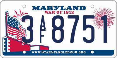 MD license plate 3AF8751