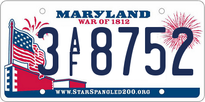 MD license plate 3AF8752