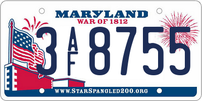 MD license plate 3AF8755