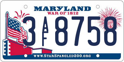 MD license plate 3AF8758