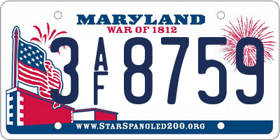 MD license plate 3AF8759