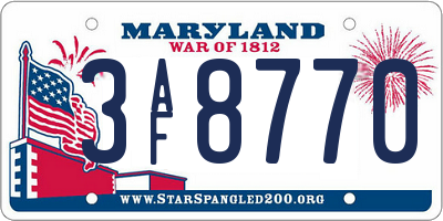 MD license plate 3AF8770