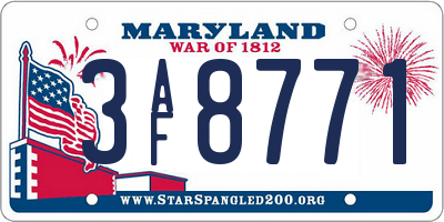 MD license plate 3AF8771