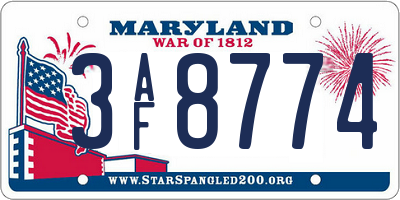 MD license plate 3AF8774