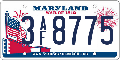 MD license plate 3AF8775