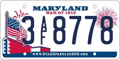 MD license plate 3AF8778