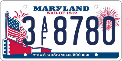 MD license plate 3AF8780