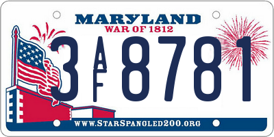 MD license plate 3AF8781