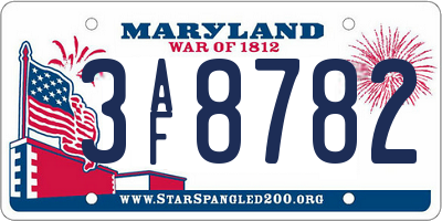 MD license plate 3AF8782