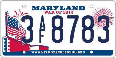 MD license plate 3AF8783