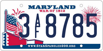 MD license plate 3AF8785