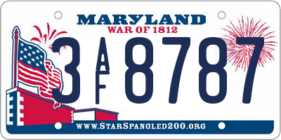 MD license plate 3AF8787