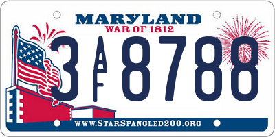MD license plate 3AF8788