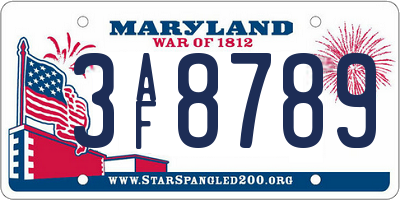 MD license plate 3AF8789