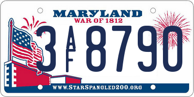 MD license plate 3AF8790