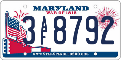 MD license plate 3AF8792