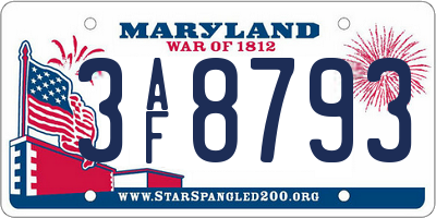 MD license plate 3AF8793