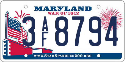 MD license plate 3AF8794