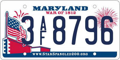 MD license plate 3AF8796