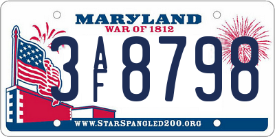 MD license plate 3AF8798