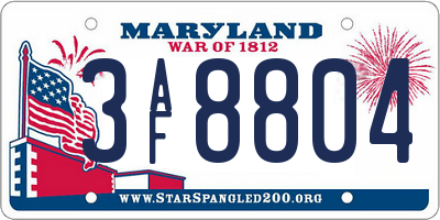 MD license plate 3AF8804