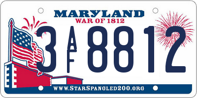 MD license plate 3AF8812