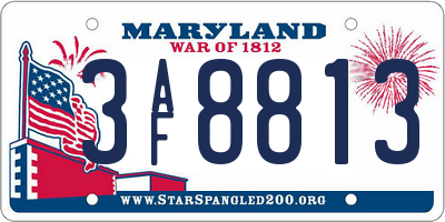 MD license plate 3AF8813