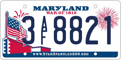 MD license plate 3AF8821