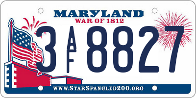 MD license plate 3AF8827