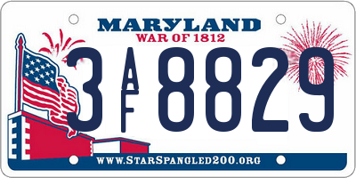MD license plate 3AF8829