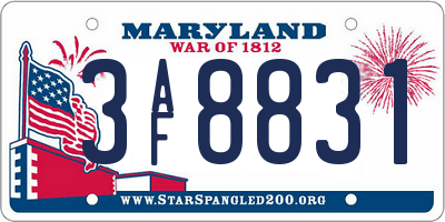MD license plate 3AF8831