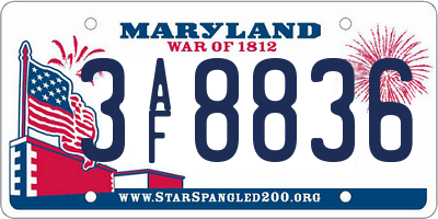 MD license plate 3AF8836