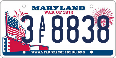 MD license plate 3AF8838