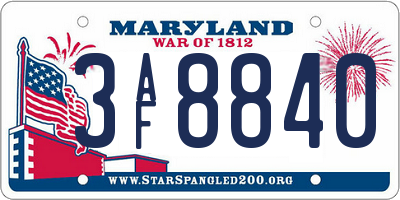 MD license plate 3AF8840