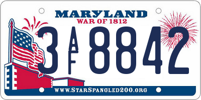 MD license plate 3AF8842