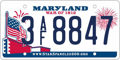 MD license plate 3AF8847