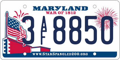 MD license plate 3AF8850