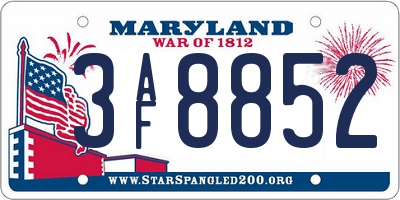 MD license plate 3AF8852