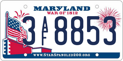 MD license plate 3AF8853
