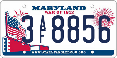 MD license plate 3AF8856