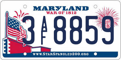 MD license plate 3AF8859