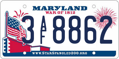 MD license plate 3AF8862