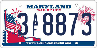 MD license plate 3AF8873