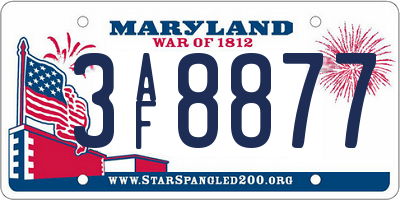 MD license plate 3AF8877