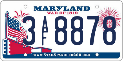 MD license plate 3AF8878