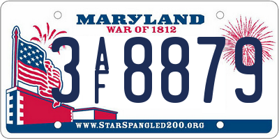 MD license plate 3AF8879