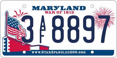 MD license plate 3AF8897
