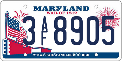 MD license plate 3AF8905